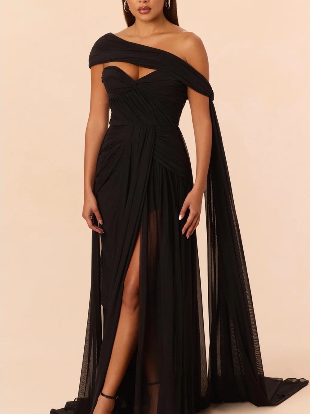 Fashion Nova Joselyn Draped Mesh Gown